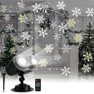 ralbay outdoor snowflake projector light, 2-light led snowfall show outdoor projector, ip65 waterproof dynamic landscape christmas decorative lighting falling snow projector for holiday, garden