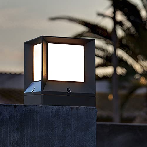 GPNFGTL Outdoor Pillar Light Square External Waterproof Column Light Modern Energy Saving Pilliar Light IP55 Rustproof Aluminum Patio Post Light Fixtures E26 Column Lamp for Porch Garden Garage