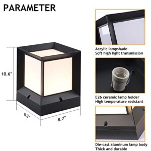 GPNFGTL Outdoor Pillar Light Square External Waterproof Column Light Modern Energy Saving Pilliar Light IP55 Rustproof Aluminum Patio Post Light Fixtures E26 Column Lamp for Porch Garden Garage