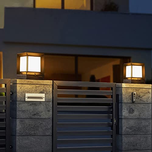 GPNFGTL Outdoor Pillar Light Square External Waterproof Column Light Modern Energy Saving Pilliar Light IP55 Rustproof Aluminum Patio Post Light Fixtures E26 Column Lamp for Porch Garden Garage