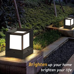 GPNFGTL Outdoor Pillar Light Square External Waterproof Column Light Modern Energy Saving Pilliar Light IP55 Rustproof Aluminum Patio Post Light Fixtures E26 Column Lamp for Porch Garden Garage