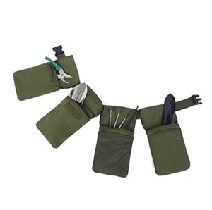 garden tool belt for women, heavy duty housekeeping gardening aproncanvas gardener belt with 4 individual pouch and 7 pocket (green)
