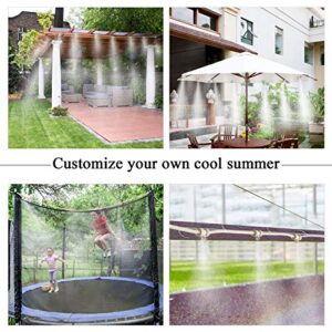 Mist Cooling System 29.5 FT/ 9 m Misting Line, 11 Brass Mist Nozzles, Faucet Connector, 30 Pieces Clip Outdoor Mister Patio Garden Greenhouse Trampoline