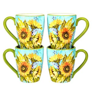 certified international sun garden 26 oz. mugs, set of 4, multicolor