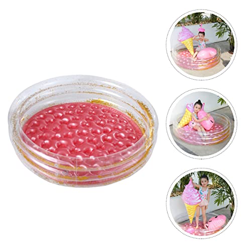 NOLITOY Girl Transparent Up Baby Swimming Sequins Backyard for Fun Portable Tube Slides Inflatable Blow Three Summer Garden Toy Glitter Kiddie Rings Center Round Pool Water Game Play