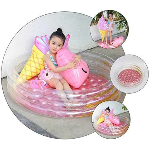 NOLITOY Girl Transparent Up Baby Swimming Sequins Backyard for Fun Portable Tube Slides Inflatable Blow Three Summer Garden Toy Glitter Kiddie Rings Center Round Pool Water Game Play