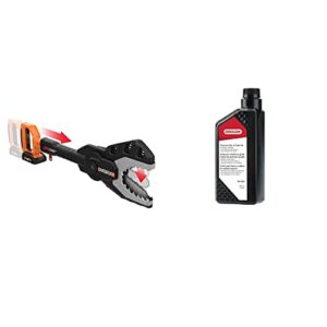 worx wg320 20v power share jawsaw cordless chainsaw & oregon bar and chain oil for chainsaws, 1 one quart bottle (32 fl.oz / 946 ml) (54-026)