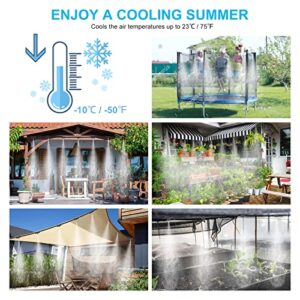 Kesfitt Misters for Outside Patio, 33FT(10M) DIY Misting Line,12pcs Brass Nozzle, Anti-UV Tube, a Brass Adapter(3/4") Outdoor Misting Cooling System Garden Greenhouse Courtyard Trampoline