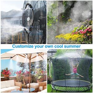 Kesfitt Misters for Outside Patio, 33FT(10M) DIY Misting Line,12pcs Brass Nozzle, Anti-UV Tube, a Brass Adapter(3/4") Outdoor Misting Cooling System Garden Greenhouse Courtyard Trampoline