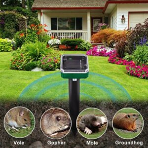 kaforto 6 Pack Solar Mole Repellent, Ultrasonic Animal Repeller, Outdoor Waterproof Rodent Groundhog Vole Chaser for Yard & Farm & Garden & Lawn