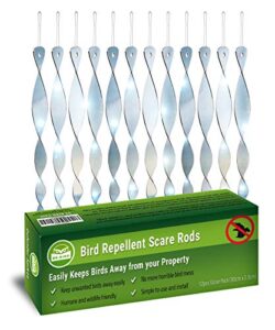 de-bird bird scare rods – bird repellent woodpecker & pigeon deterrent outdoor spinning repeller device for garden or yard
