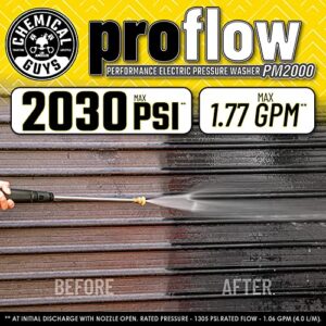 Chemical Guys EQP408 ProFlow Performance Electric Pressure Washer PM2000, 14.5-Amp Motor 2030 Max PSI, 1.77 GPM, Includes 5 Full Range QC Tips, Cleans Cars, Patios, Driveways, Homes and More , Gray