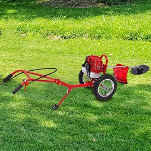 Hand Push Type Lawn Mower Trimmer, 3 in 1 Gasoline Brush Cutter and Tiller 49cc 2 Stroke Petrol Lawn Mower Grass Cutter Multifunction Garden Tool