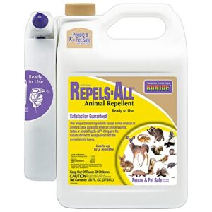 bonide repels-all animal repellent, 128 oz ready-to-use with power sprayer, deters pests from lawn & garden, people & pet safe
