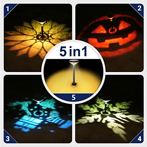 Solar Pathway Lights 4 Pack, Garden Path Lights Decorative Solar Powered Waterproof, Color Changing + Warm White Bright LED Light with 5 Variable Patterns for Outdoor Yard Landscape Decorations