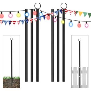 kulamoon 2 pack 9.5 ft outdoor patio string light poles with hooks for outdoor string lights, poles for garden, backyard, patio, lights poles for parties, wedding christmas decorations