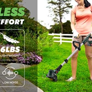 HYMOVO Cordless Weed Eater, 20V Battery Powered String Trimmers, Adjustable Height Weed Wacker Lightweight Grass Trimmer for Garden and Yard