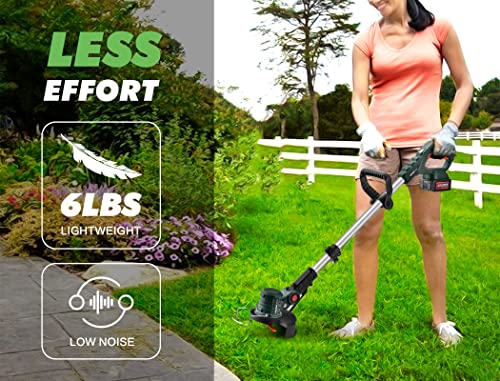 HYMOVO Cordless Weed Eater, 20V Battery Powered String Trimmers, Adjustable Height Weed Wacker Lightweight Grass Trimmer for Garden and Yard