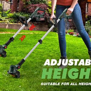 HYMOVO Cordless Weed Eater, 20V Battery Powered String Trimmers, Adjustable Height Weed Wacker Lightweight Grass Trimmer for Garden and Yard