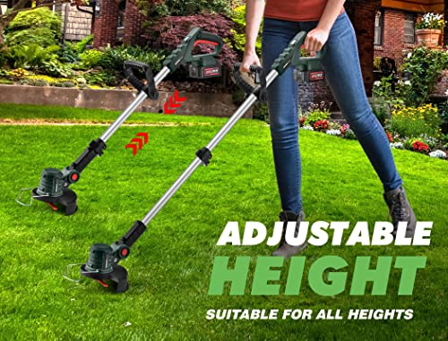 HYMOVO Cordless Weed Eater, 20V Battery Powered String Trimmers, Adjustable Height Weed Wacker Lightweight Grass Trimmer for Garden and Yard