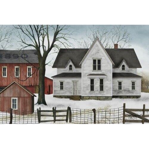 for Canvas Print 1890 Farmstead 12"x18" Winter Farm Area Home & Garden