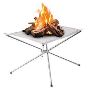 22 inch portable outdoor fire pit, collapsing steel mesh fireplace – perfect for camping, backyard and garden – carrying bag included