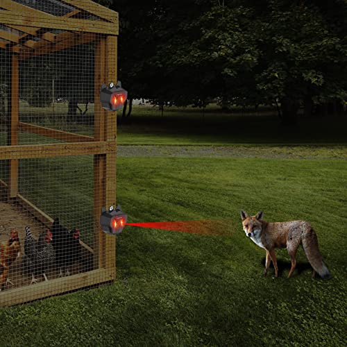 Careland 2 Pack Solar Powered Animal Repeller for Chicken Coop Livestock Farm Garden Night Time Predator Eyes Animal Deterrent Powerful Lights to Scare Away Coyote Deer Raccoon Skunk