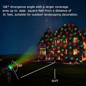 Christmas Laser Lights Outdoors Decoration Projector Light Waterproof LED Star Show for Xmas Decor House Home Yard Garden Patio Wall Indoor, Red and Green with Wireless Remote