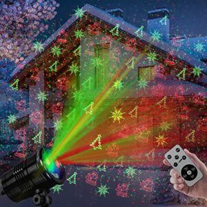 christmas laser lights outdoors decoration projector light waterproof led star show for xmas decor house home yard garden patio wall indoor, red and green with wireless remote