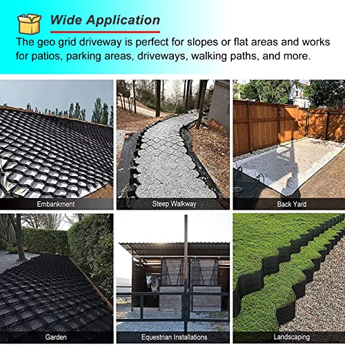 ZMQL Garden Path Paver Geogrid, Tensile Strength Gravel Ground Grid, for Slope/Driveways/Garage, 5-10m Long, Easy to Fold & Stretch (Size : 2x7m/6.5x23ft)