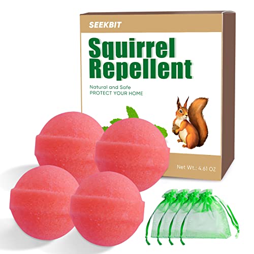 SEEKBIT 4 Pack Squirrel Rodent Repellent, Waterproof Peppermint Oil Chipmunk Repellent, Attic Closets Home Garage RV Trucks Car Engines Garden Squirrels Deterrent, Under Hood Animal Repeller (Pink)