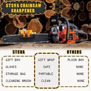 STSVA Chainsaw Sharpener, Hand-Cranked Chainsaw Sharpening Jig Kit with Carrying Bag and Cleaning Brush, Suitable for All Kinds of Chain Saws and Electric Saws, Keep Your Chain Saw in Top Shape