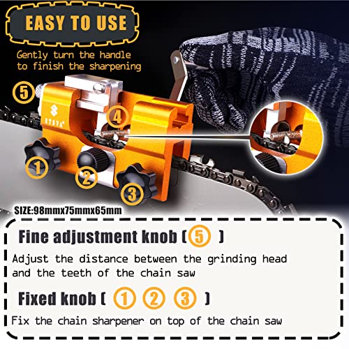 STSVA Chainsaw Sharpener, Hand-Cranked Chainsaw Sharpening Jig Kit with Carrying Bag and Cleaning Brush, Suitable for All Kinds of Chain Saws and Electric Saws, Keep Your Chain Saw in Top Shape