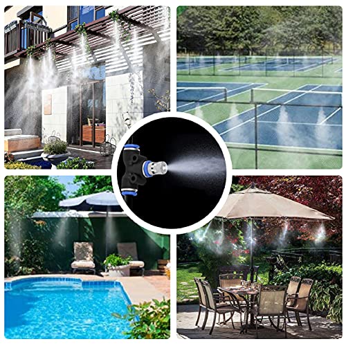 REDTRON 32.8FT Mist Cooling System, Patio Misting System with 10 Misting Nozzles, Outdoor Misting Kit for Patio Garden Greenhouse Trampoline for Waterpark