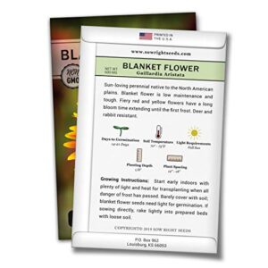 Sow Right Seeds - Blanket Flower Seeds to Plant - Full Instructions for Planting and Growing a Flower Garden; Non-GMO Heirloom Seeds; Wonderful Gardening Gift (1)