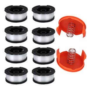 topemai af-100 spool, 0.065″ line string trimmer replacement compatible with black & decker af-100-3zp gh900 gh600 string trimmer(8 pack+2 spool cap and spring)