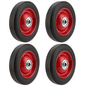 pingeui 4 pcs 6 inch solid rubber tire, flat free solid rubber wheels, hand truck replacement wheels, 1/2-inch axle hole, 176 lbs max load-bearing capacity