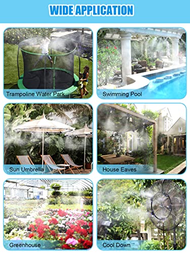 Tesmotor Misters for Outside Patio, 26FT Misting Line + 9 Brass Nozzles Misting System for Cooling, Outdoor Misters for Patio Garden Lawn Pool Umbrella Trampoline