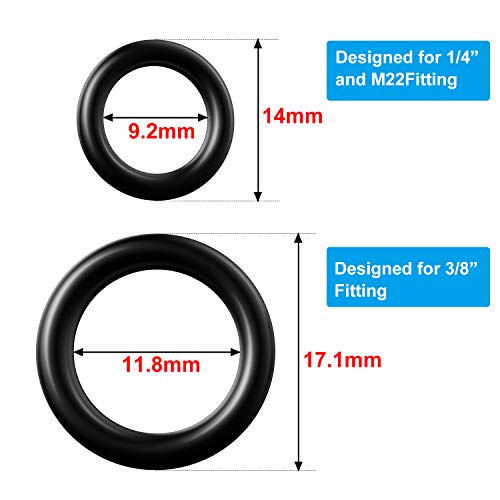 Tatuo 50 Pieces Power Pressure Washer O-Rings Replacement for 1/4 inch, 3/8 inch, M22 Quick Connect Coupler