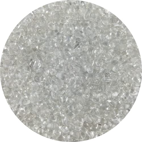 Lustering Decorative Round Flat Glass Beads,Glass Marbles,Glass Pebbles,Vase Filler Beads for Fire Pit Crafts Aquarium Garden Decoration,3-6mm,1-Pound Jar (Clear/Transparent)