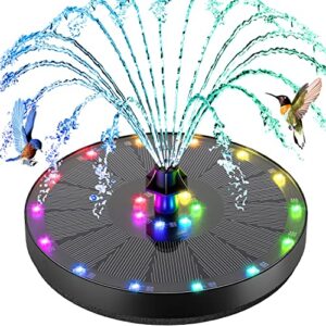 3.5w solar water fountain with 21 led lights, gaizerl solar fountain pump for bird bath with 900 capacity battery, solar powered fountains with 4 diy stickers & 7 nozzles for garden outdoor