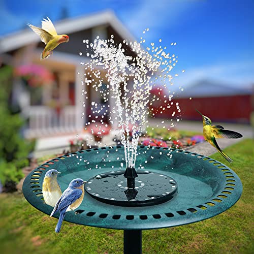 3.5W Solar Water Fountain with 21 LED Lights, GAIZERL Solar Fountain Pump for Bird Bath with 900 Capacity Battery, Solar Powered Fountains with 4 DIY Stickers & 7 Nozzles for Garden Outdoor