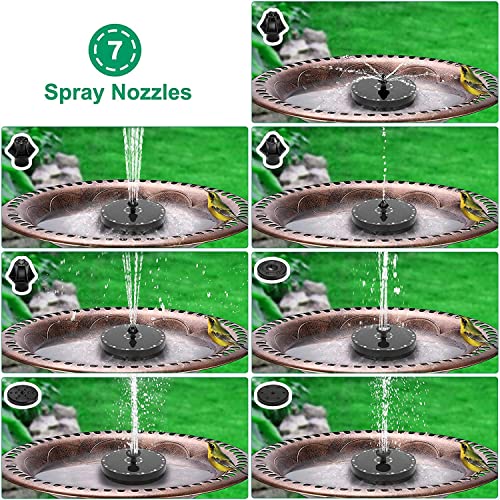 3.5W Solar Water Fountain with 21 LED Lights, GAIZERL Solar Fountain Pump for Bird Bath with 900 Capacity Battery, Solar Powered Fountains with 4 DIY Stickers & 7 Nozzles for Garden Outdoor