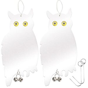 bird scarer devices 16inch hanging reflective fake owl for home and garden – 2 pack