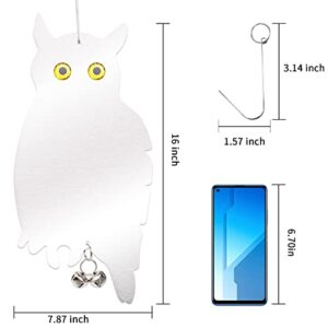 Bird Scarer Devices 16inch Hanging Reflective Fake Owl for Home and Garden - 2 Pack