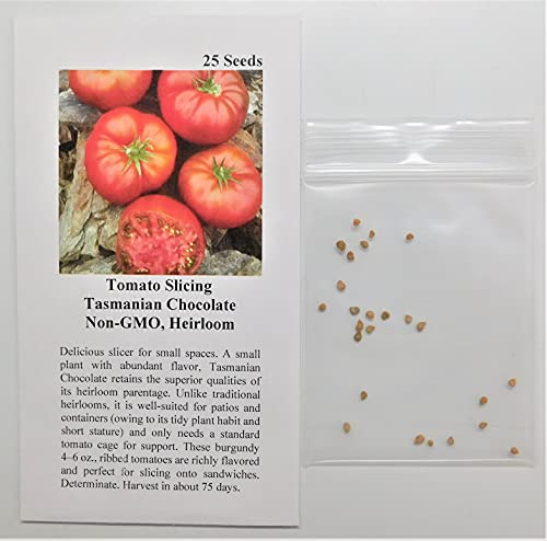 David's Garden Seeds Tomato Slicing Determinate Tasmanian Chocolate 4328 (Red) 25 Non-GMO, Heirloom Seeds
