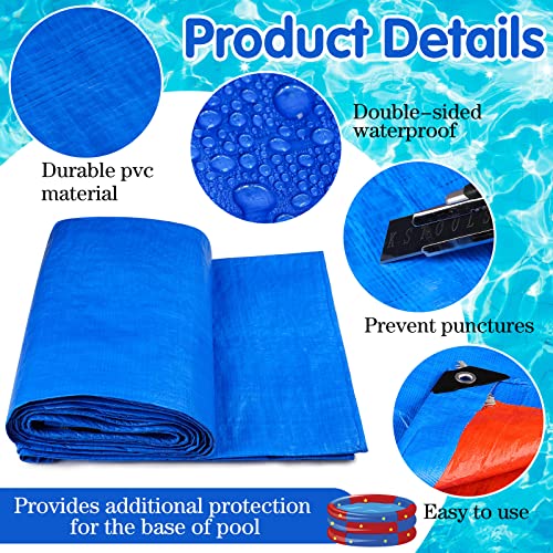 Woanger 13 ft Pool Mat Swimming Pool Ground Cloth Square Pool Liner Pad Waterproof PE Ground Pool Mat for Above Ground Pools Avoid Rocks, Roots, and Glass