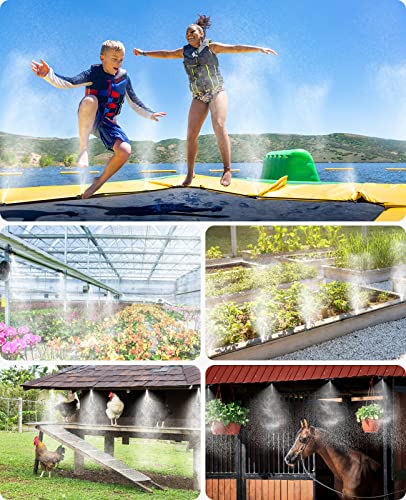 HOMENOTE Misting Cooling System, 26FT (8M) Misting Line + 7 Brass Mist Nozzles + Brass Adapter(3/4") Outdoor Mister for Patio Garden Greenhouse Trampoline for Waterpark
