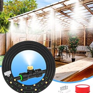 Lekit Misters for Outside Patio 27.5FT(8.4M)+8 Brass Mist Nozzles+a Brass Adapter(3/4") Detachable Outdoor misting Cooling System for Garden, Waterpark, Greenhouse, Backyard