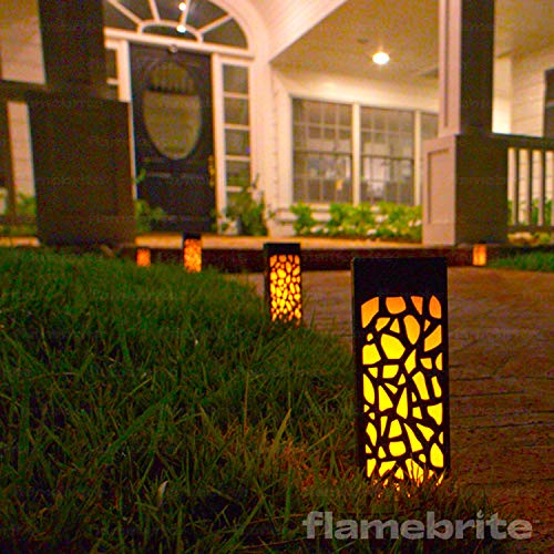 BRIGHTOLOGY Flamebrite Outdoor Pathway Solar Lights (4 Lights), Garden & Landscape Light l Flickering Glow, Wire-Free, Auto On/Off, Dusk to Dawn Technology